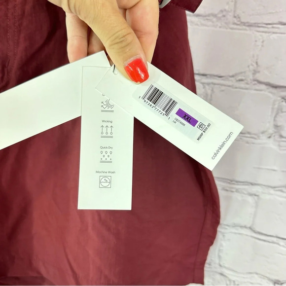 calvin Klein swimwear men's swim trunks sz XXL 2X NWT maroon burgundy - Picture 4 of 9